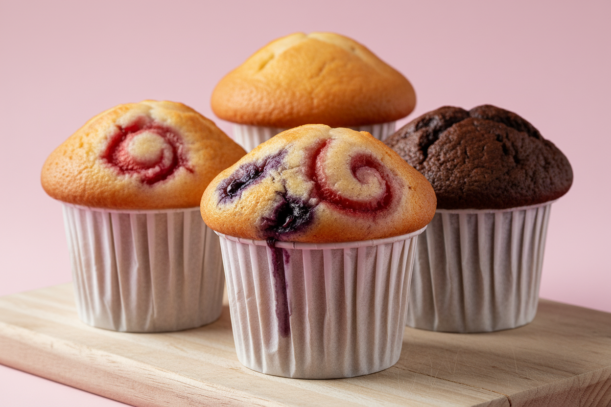 ONLY CHANGE THE BACKGROUND TO #C85393 AND MAKE THE MUFFIN TOP PART OF THE MUFFIN POP OUTWARDS OF THE CUT