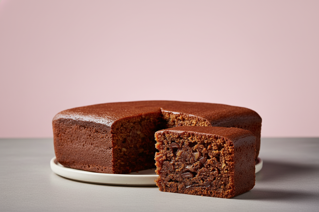 a square date cake and no nuts on top