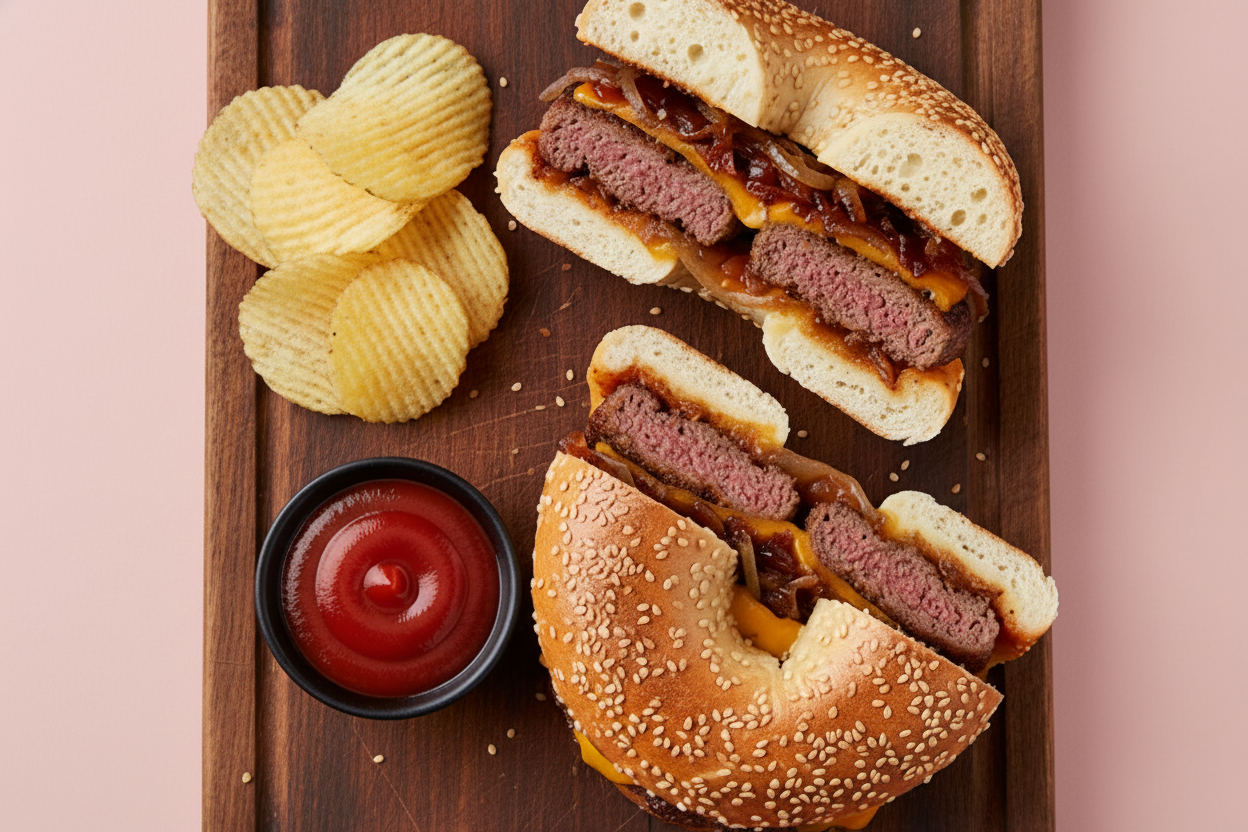 CUT THE BAGEL IN HALF