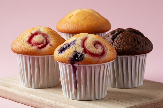 ONLY CHANGE THE BACKGROUND TO #C85393 AND MAKE THE MUFFIN TOP PART OF THE MUFFIN POP OUTWARDS OF THE CUT 