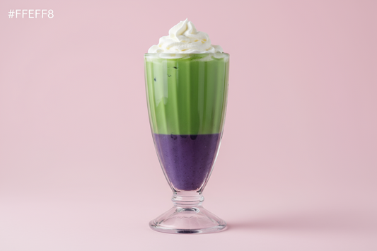 Iced Matcha Blueberry Latte & Cream